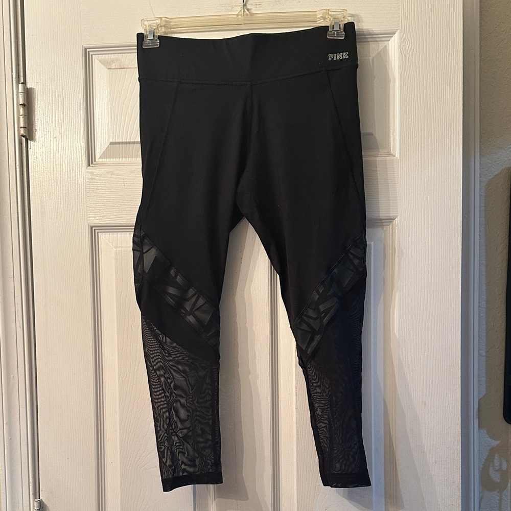 Victoria Secret PINK Ultimate Black Leggings with Mesh Detail